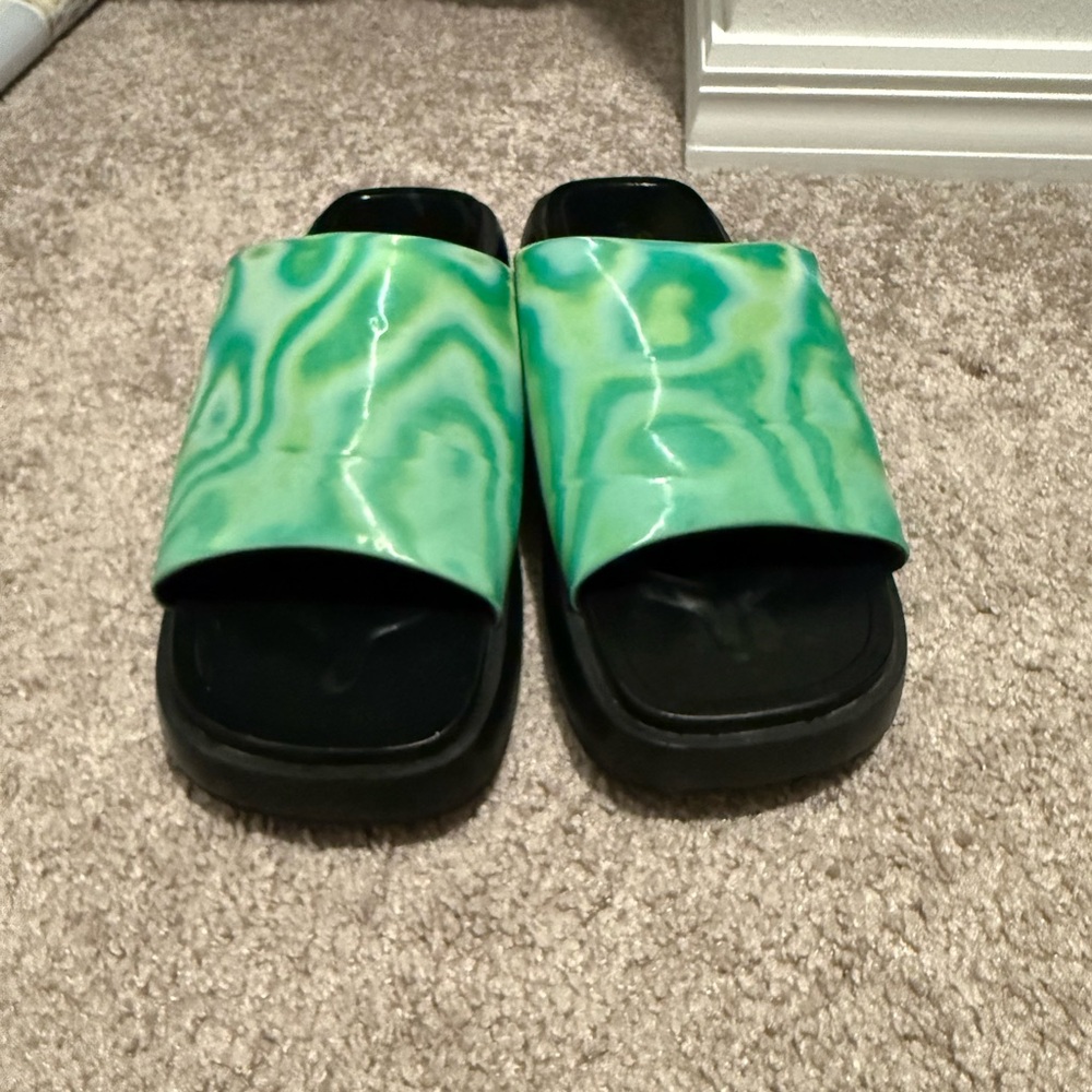 ASOS Green and Black Slide Sandals